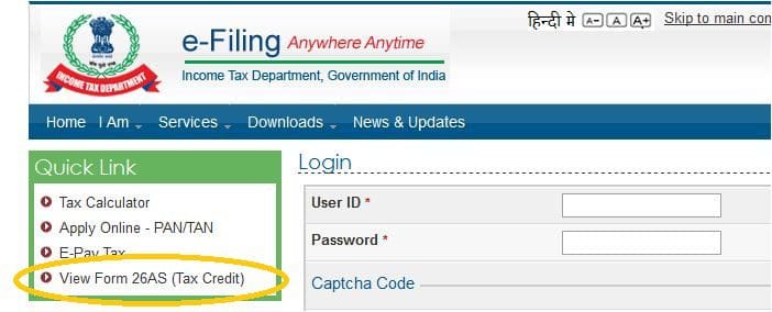Form 26 AS login