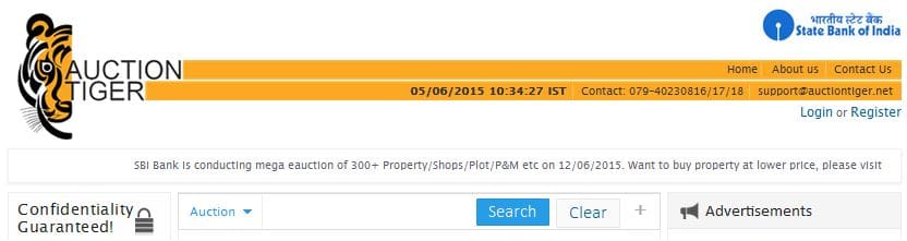 Auctiontiger website sbi properties