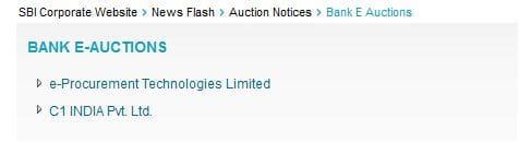 SBI Mega e-auction websites