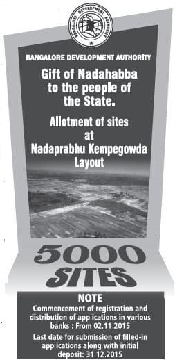 Kempegowda Layout BDA sites allotment