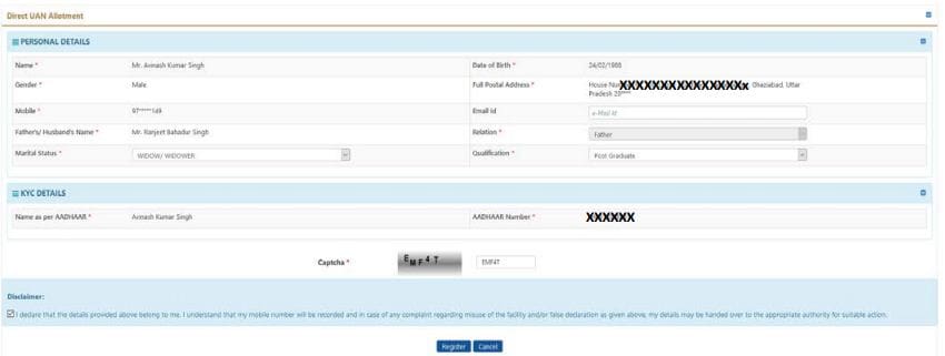 Verify Aadhaar details UAN allotment direct UAN generate online