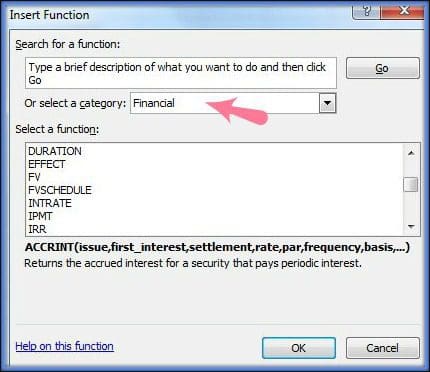 MS Excel Financial Functions NPV FV Pmt PV IRR pic
