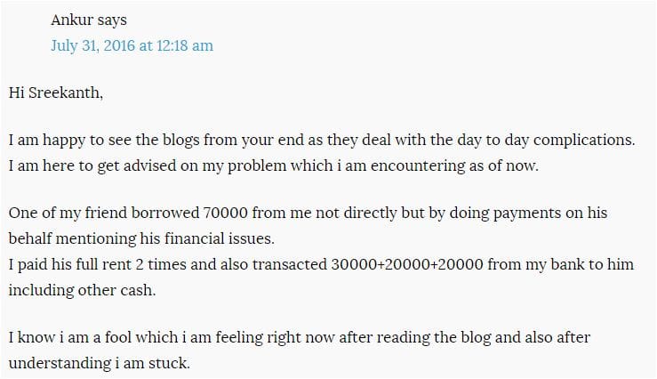 Lent money to a friend - case 2