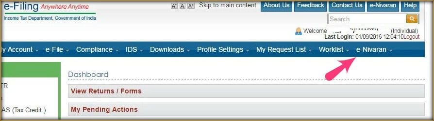 how to login to enivaran income tax portal online 1 pic