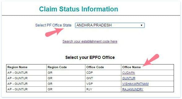 EPF Claim Status pf-settlement-status-regional-office-pic