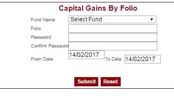 Karvy R&T agent capital gain statment for mutual funds by Folio number