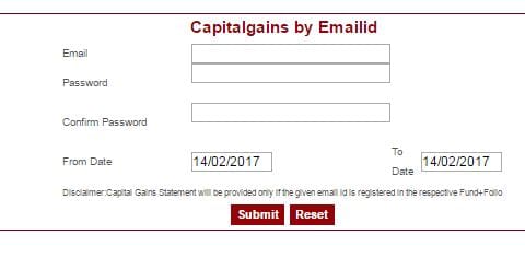 Karvy R&T agent capital gain statment for mutual funds by email id