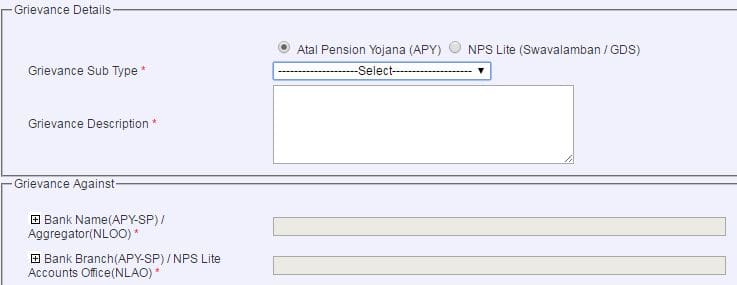 APY Scheme PRAN details not found grievance online