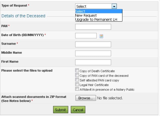 documents required to register as a legal heir for filing income tax return on behalf of deceased