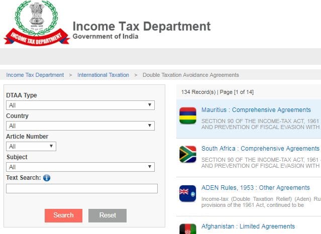 Tax Treaties DTAA documents pdf download India with other countries USA UK Canada UAE Australia Singapore South Africa