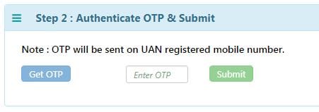 EPF transfer online request claim OTP on UAN registered mobile number