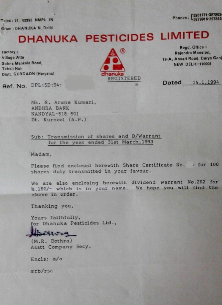 Transmission of shares stocks transfer of shares on death of original investor