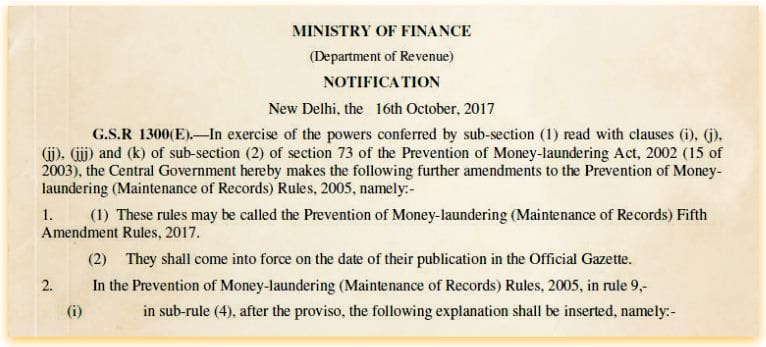 Prevention of Money Laundering Act original ID proof for Bank cash transactions above Rs 50000 foreign exchange property purchase 50 lakhs pic