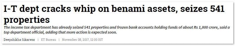 IT dept cracks whip on benami properties , seizes 541 properties bank accounts