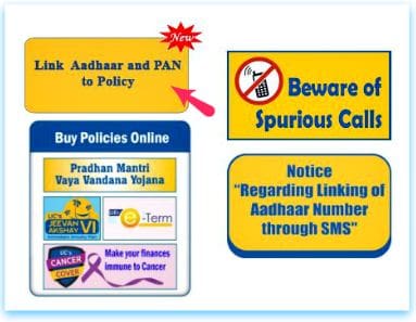 Link aadhaar number pan to lic policy online through lic website pic