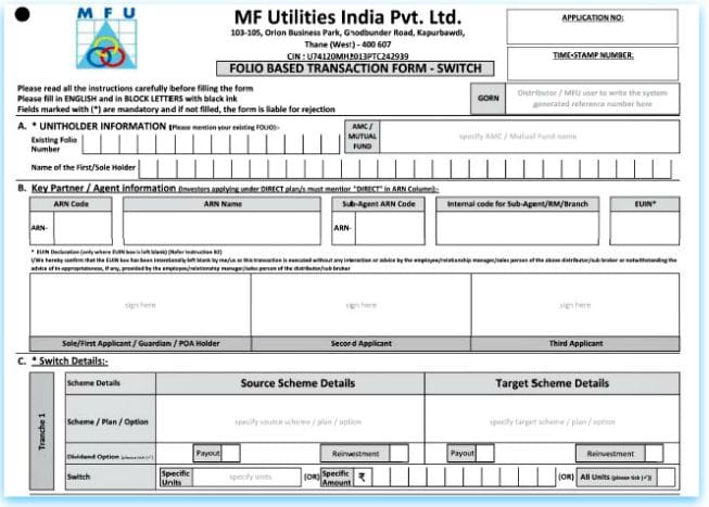 how to switch from regular mutual fund plan to direct mutual fund plan on MF Utility through AMC pic