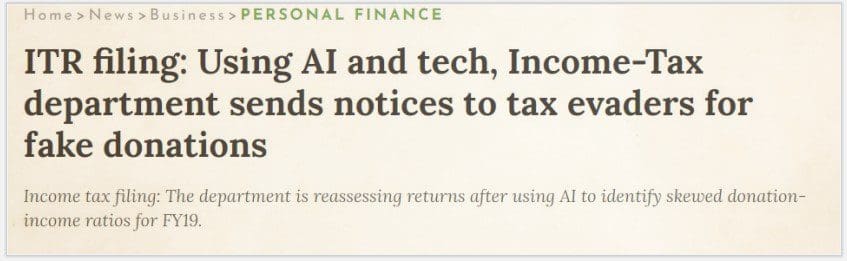 submitted fake donation receipts tax evaders IT dept issues notices