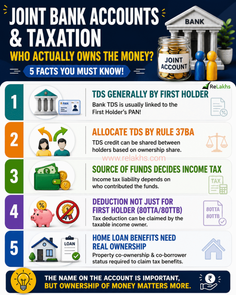 joint bank accounts 5 tax rules tds rule 37BA tax benefits